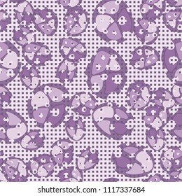 Abstraction. Seamless color pattern made up of multi-colored rounded elements with holes. Under the picture is a background consisting of a network of small squares.