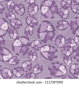 Abstraction. Seamless color pattern made up of multi-colored rounded elements with holes. Under the picture there is a background consisting of diagonally striped squares.