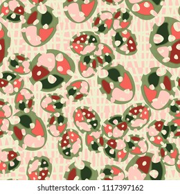 Abstraction. Seamless color pattern made up of multi-colored rounded elements with holes. Under the picture is a background consisting of broken into unequal pieces of squares.