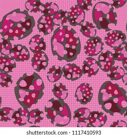 Abstraction. Seamless color pattern made up of multi-colored rounded elements with holes. The picture is superimposed on a background consisting of small mutually perpendicular ovals.
