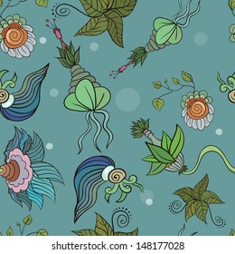 Abstraction seamless pattern. Plants curls. vector illustration