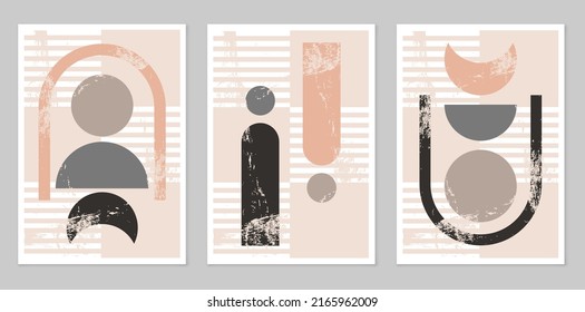 Abstraction. A set of abstract graphic collections. Modern aesthetic background with geometric shapes. Boho-style wall decor. Organic form. Composition of simple figures.
