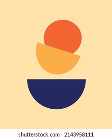 Abstraction. Shapes circle, semicircle, different colors on a light background. Use as a design for wallpaper, covers, banners, backgrounds. Vector illustration