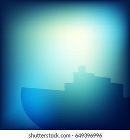 abstraction, ship on colorful background, silhouette
