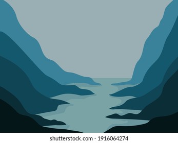Abstraction for the site. River and mountains sketch