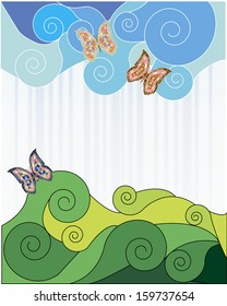 Abstraction sky and grass. Vector illustration