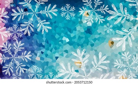 Abstraction of a snowflake on a blue background. Vector illustration