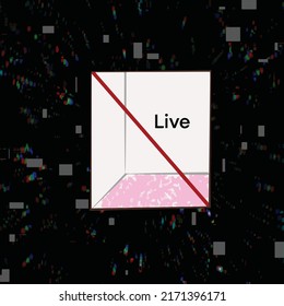 Abstraction square in black space with the inscription life and a line that shows abstraction and attitude to life