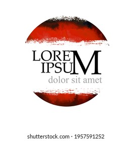 Abstraction sun from paint. Sunset. Red sun. Vector illustration