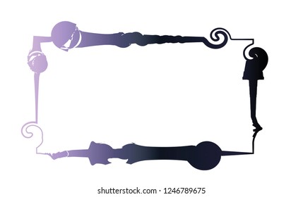Abstraction twisted frame for photo or text in black violet colors