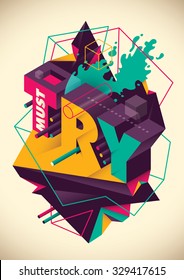 Abstraction with typography. Vector illustration.