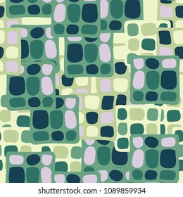 Abstraction. Uneven colored spotted squares. Random order. Fashionable background. Stylish Wallpaper. Seamless texture.