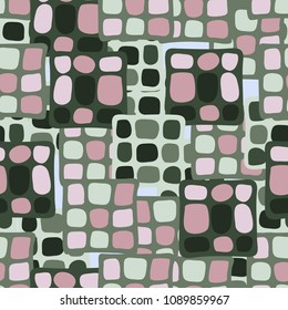 Abstraction. Uneven colored spotted squares. Random order. Fashionable background. Stylish Wallpaper. Seamless texture.