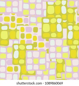 Abstraction. Uneven colored spotted squares. Random order. Fashionable background. Stylish Wallpaper. Seamless texture.