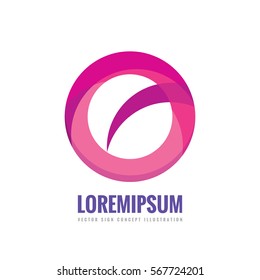 Abstraction - vector business logo concept illustration. Purple and pink color ring with abstract shape. Geometric sign. Design element.