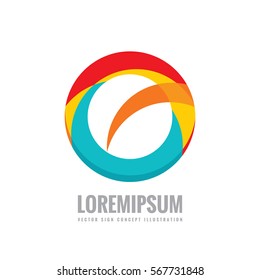 Abstraction - vector business logo concept illustration. Colored ring with abstract shape. Positive geometric sign in optimism style. Design element.