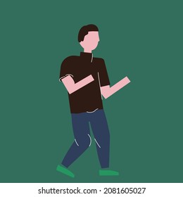 Abstraction vector character. Cartoon vector illustration. male character. Running. Health. Healthy lifestyle