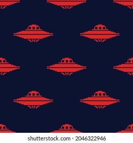 
Abstraction vector seamless pattern flying saucer on a blue background.