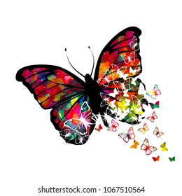 Abstraction of watercolor butterflies. Vector