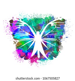 Abstraction of a watercolor butterfly. Vector