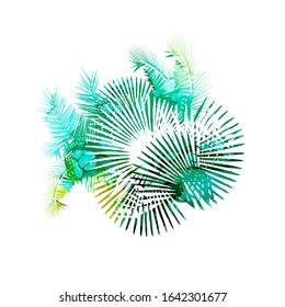 Abstraction of watercolor palms. mixed media. Vector illustration