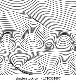 Abstraction. The waves. Black lines on a white background.