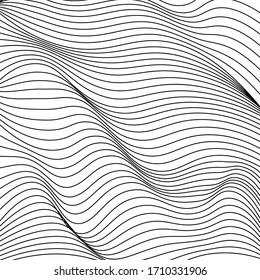 Abstraction. The waves. Black lines on a white background.