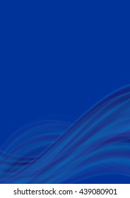 Abstraction with wavy blue lines, brochure design template, wave motion, abstract flyer, size A4, vector illustration