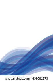 Abstraction with wavy blue lines on white background, brochure design template, wave motion, abstract flyer, size A4, vector illustration