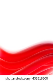 Abstraction with wavy red lines, brochure design template, wave motion, abstract background, size A4, vector illustration