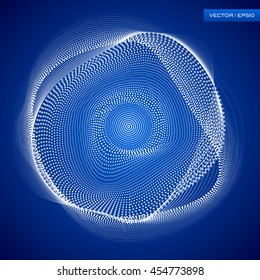 Abstraction white wave background, points and lines, blue wallpaper, vector design