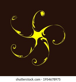 Abstracción en amarillo sobre un fondo oscuro. Antecedentes abstractos.