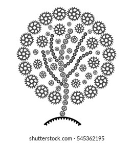 Abstraction_Tree of gears_vector illustration