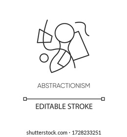 Abstractionism pixel perfect linear icon. Various shapes abstract composition. Thin line customizable illustration. Contour symbol. Vector isolated outline drawing. Editable stroke
