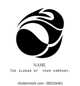 Abstraction.Logo . Free forms.Black-and - white logo on a light background. Suitable for use in cosmetics, ecology, sports, production, business, trade, etc