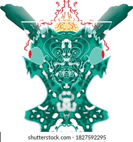 ilustración abstractiva de la cara de dragón de forma extraña en vector