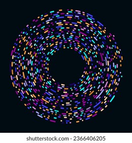 Abstractly arranged colored dots on black background. Data concept. Vector illustration.