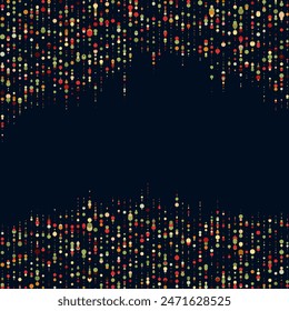Puntos de colores sobre fondo azul. Concepto de datos. Ilustración vectorial.