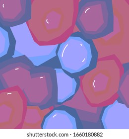 Abstractly arranged colored spots in the form of polygonal shapes. Some of them have glare.
