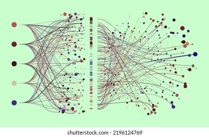 Abstractly arranged dots are connected by lines. 3D Illustration