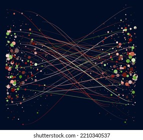 Abstractly arranged dots are connected by lines. 3D Illustration