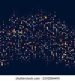 Abstractly arranged dots on blue background.