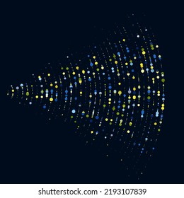 Abstractly arranged dots on blue background.