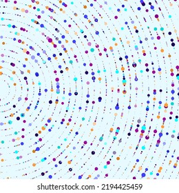 Abstractly arranged dots on blue background.