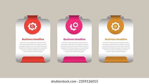 Abstractly designed minimalist infographic presentation template with fold shapes