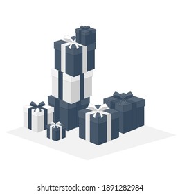 abstractly exposed gifts on white background. vector illustration cartoon flat background modern style 