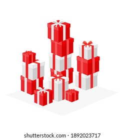 abstractly exposed gifts on white background. vector illustration cartoon flat background modern style 