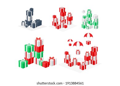 abstractly exposed gifts on white background. vector illustration cartoon flat background modern style 