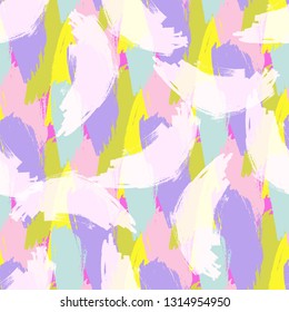 Abstracts Brush Stroke Creative Trendy  Seamless Pattern .Hand  Drawn Expressive Vector Painting Illustration  for Surface , Invitation , Notebook, Banner , Wrap Paper ,Textiles, Cover, Magazine 