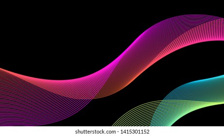 Abstracts colorful Wave style  line background, Illusion Background - Vector